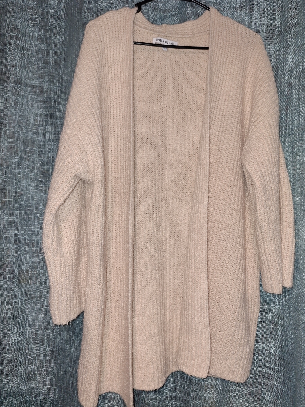 Elizabeth and James Cream Open-Front Chunky Knit Cardigan